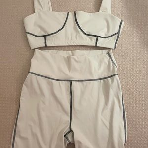 WEWOREWHAT BIKER SHORTS AND CORSET TOP, WORKOUT SET